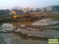 大家快来看啊、人工湖有水啦！